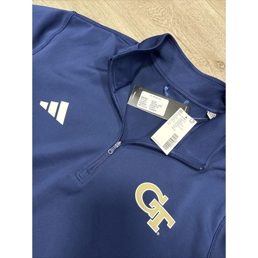 Adidas Georgia Tech GT Team/Player Issued Quarter Zip Navy Men M NCAA Sample